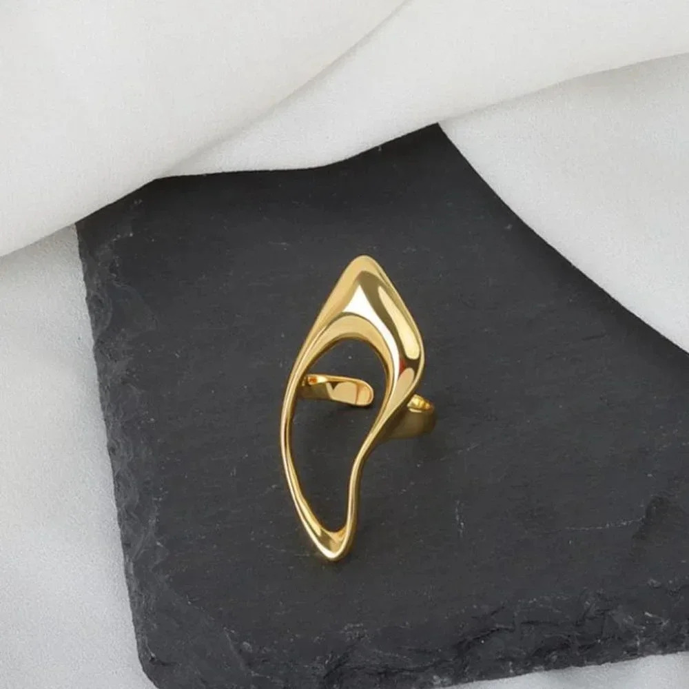 925 Sterling Silver Statement Ring Abstract Irregular Chunky Large Bold Ring - Picture 12 of 13